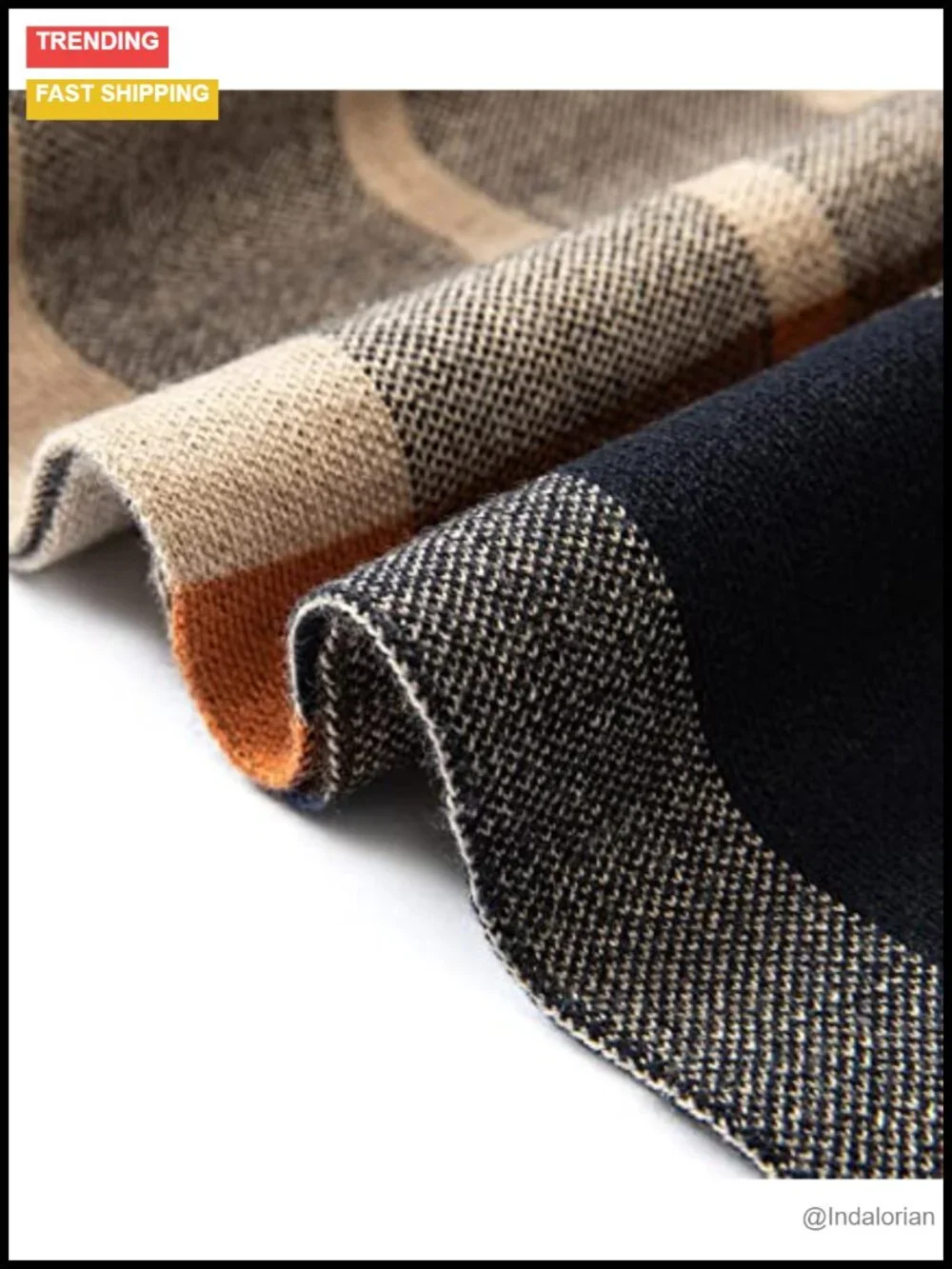 Merino Wool Tartan Knitted Scarf, Plaid Winter Warm Thick Neckwear with Gift Box